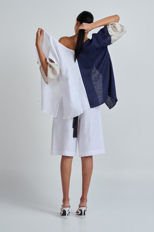 EMI TOP WHITE/NAVY/NATURAL