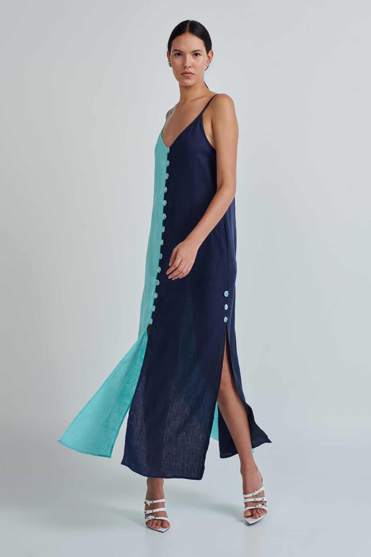 YANNA DRESS AQUA/NAVY