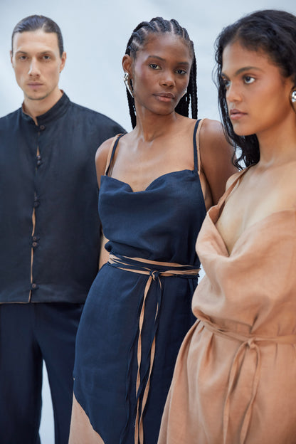 ANDREA DRESS NEGRO/MOCCA