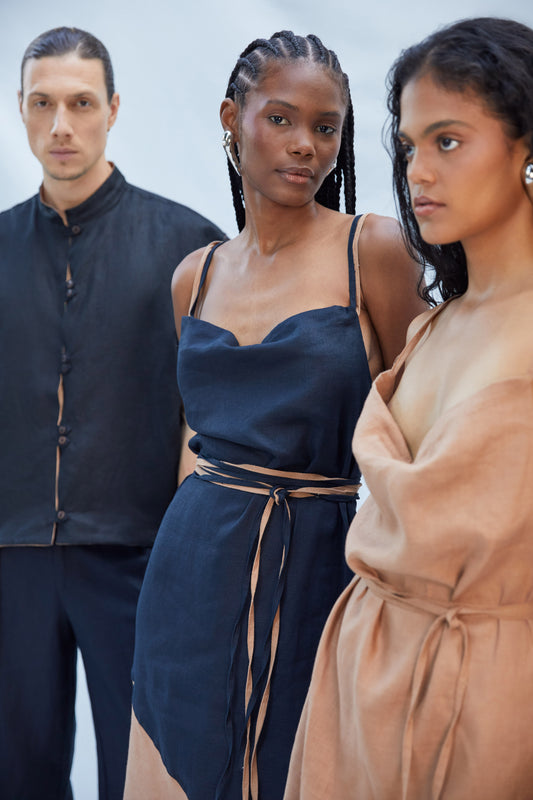 ANDREA DRESS NEGRO/MOCCA