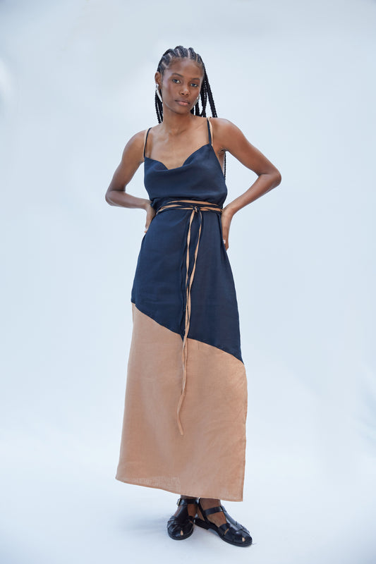 ANDREA DRESS NEGRO/MOCCA