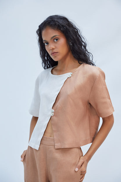 KAREN SHIRT NATURAL/MOCCA