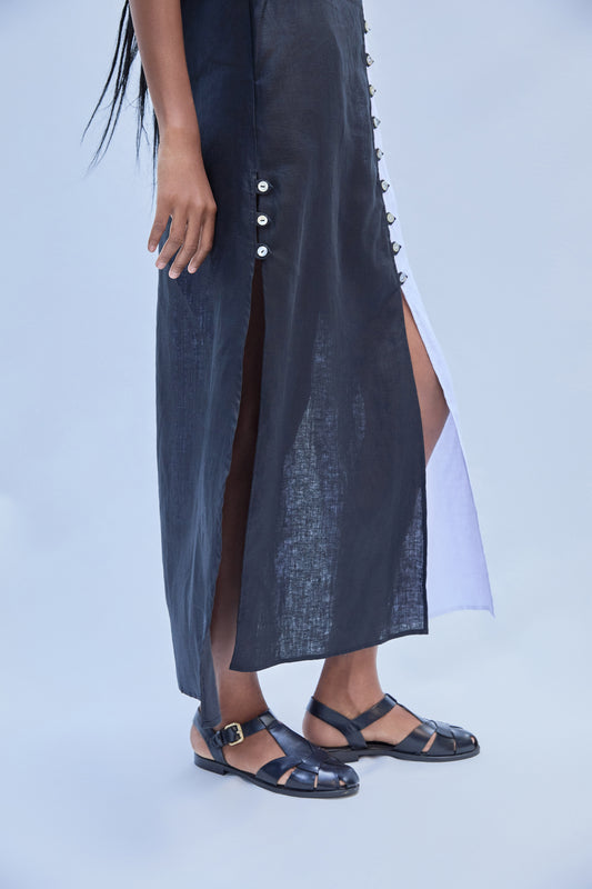 YANNA DRESS WHITE/BLACK