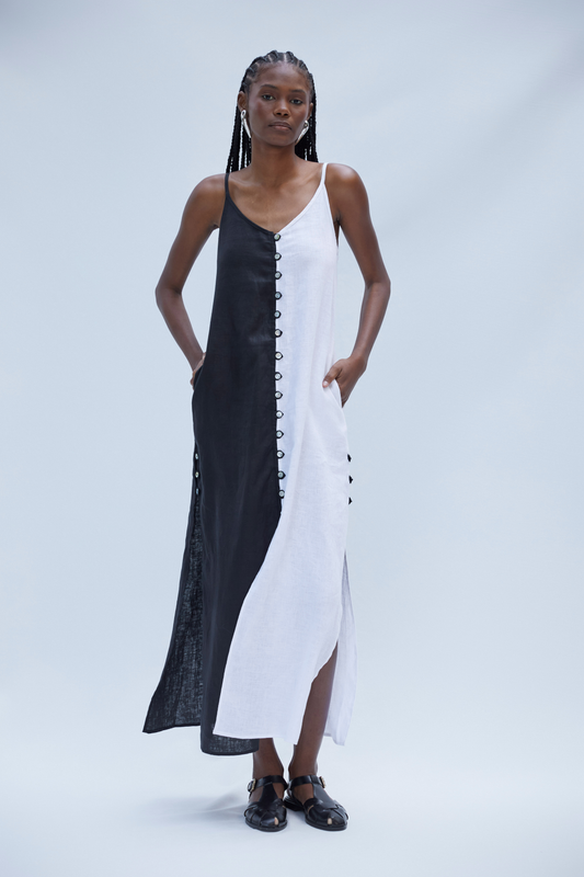 YANNA DRESS WHITE/BLACK